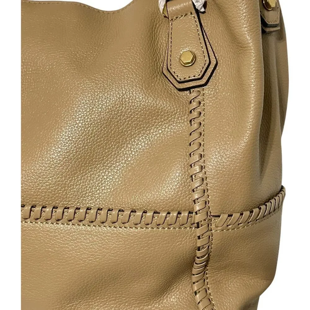 NWT OrYany Drew Pebbled Leather Slouchy Satchel in Dune